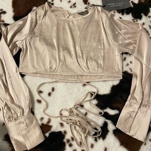 Silk crop top open back